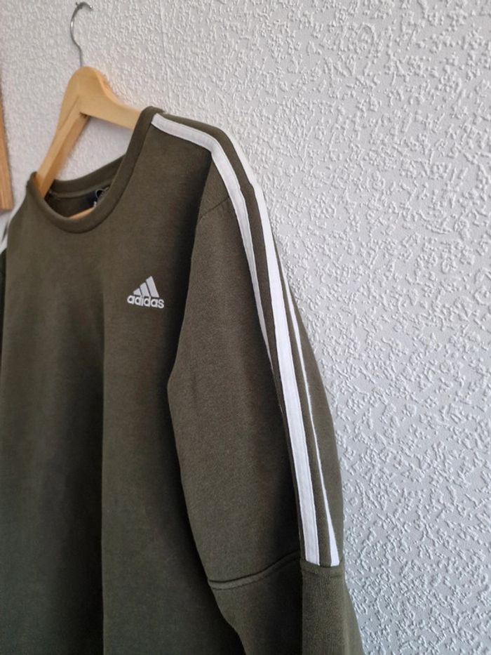 Adidas - Sweat / pull manches longues, col rond - Kaki - Médium - photo numéro 4