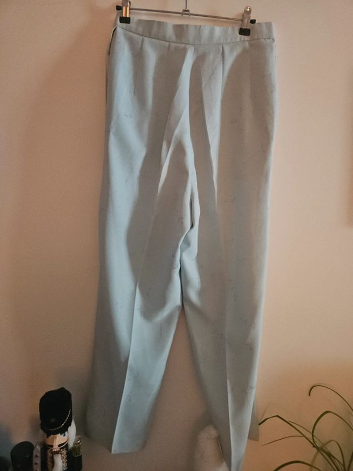 Pantalon droit léger cousu main, taille haute, bleu, taille M - photo numéro 7