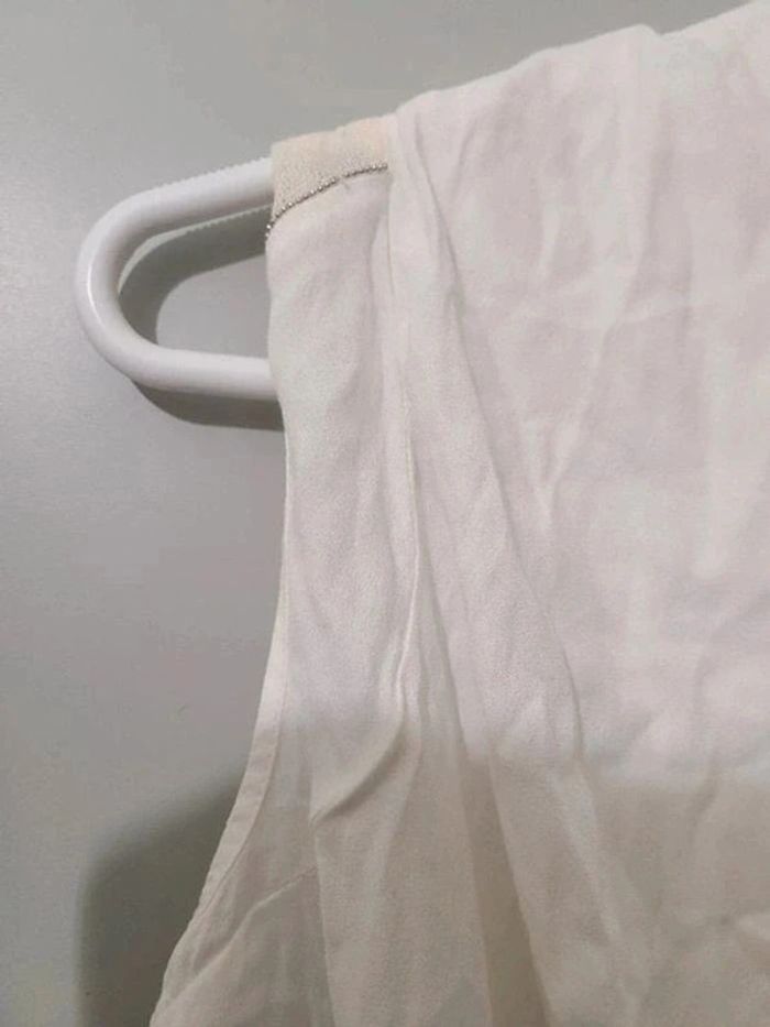Blouse top forme cache coeur sans manches ikks taille 36 blanche - photo numéro 6