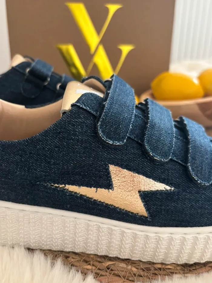 Baskets Vanessa Wu bleu marine et or taille 40 - photo numéro 2