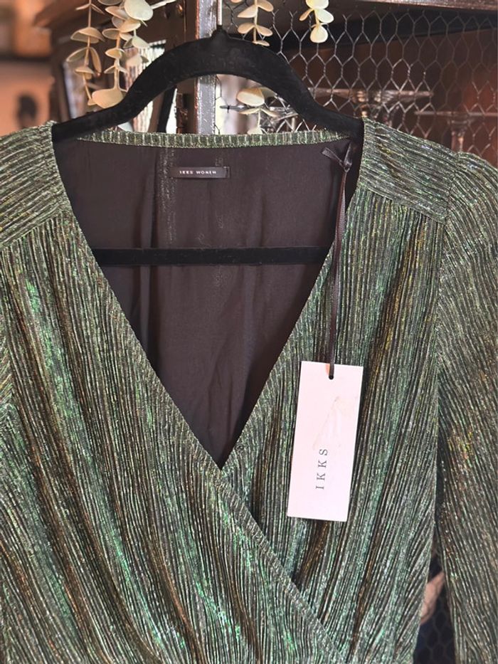 Robe longue IKKS vert métallisé – Taille 36 – Neuve étiquette - photo numéro 5