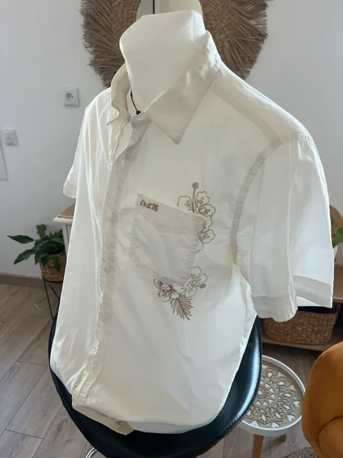 Chemise homme /surchemise légère et chic coton brodé RMS 26 taille M - photo numéro 2