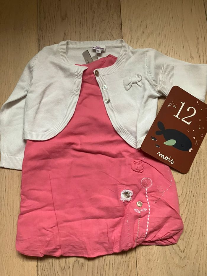Jolie ensemble gilet + robe été 12 mois Boite à Malices