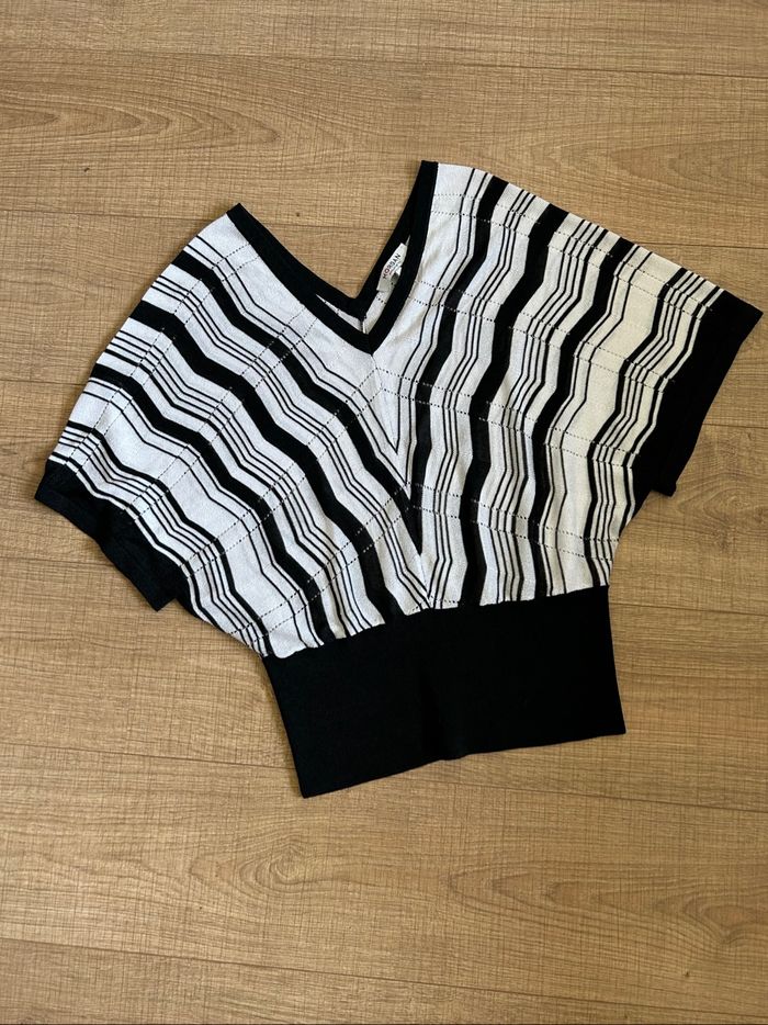 Pull noir et blanc à manches courtes Morgan taille M excellent état - photo numéro 7