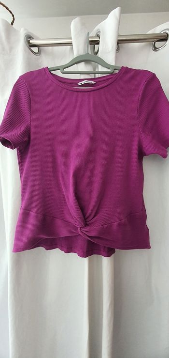 T-shirt manches courtes côtelé nœud