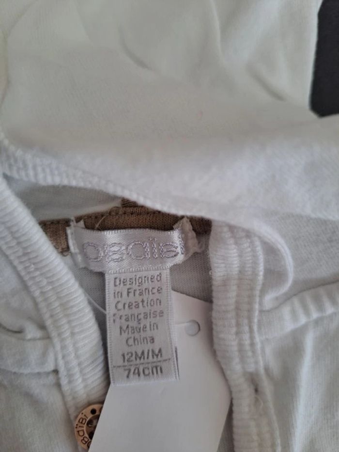 pull capuche blanc obaibi 12m - photo numéro 2