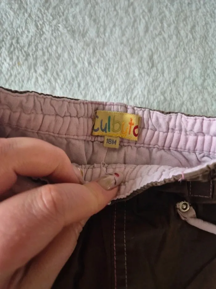 Pantalon marron fleurs 18 mois - photo numéro 3