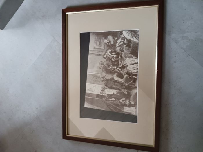 tableau noir et blanc cadre bois marron et doré 53 x 38 cm