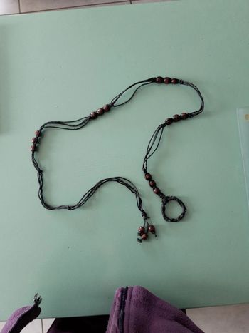 Ceinture cuir et perles bois