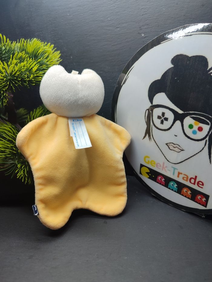 doudou plat chat sucre d'orge jaune blanc souris petit - photo numéro 2
