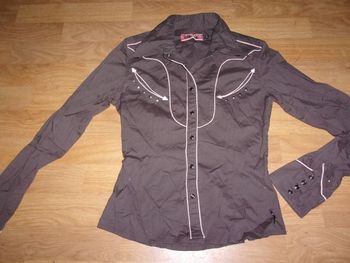 Chemise TEDDY SMITH marron liserés saumon taille XS TBE