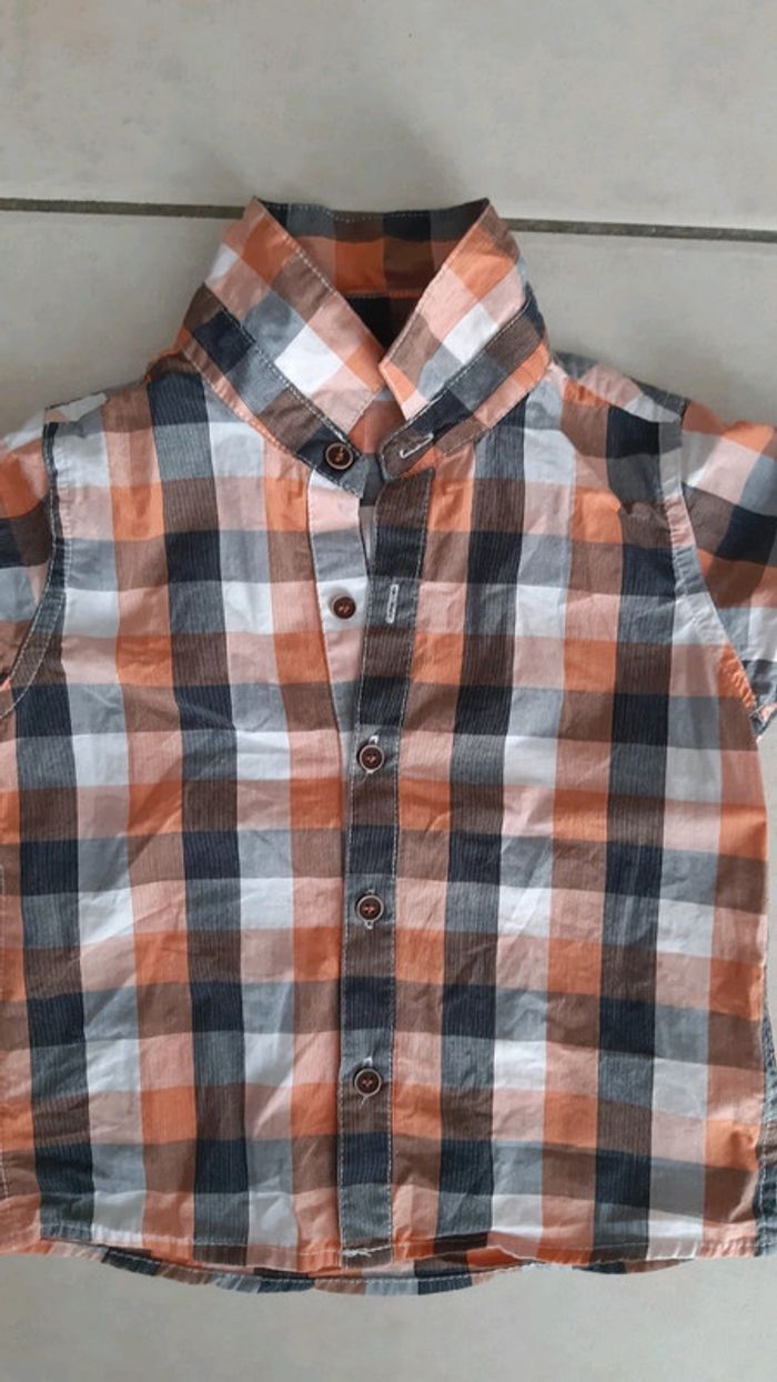 Chemise à carreaux manche courte garçon - photo numéro 2