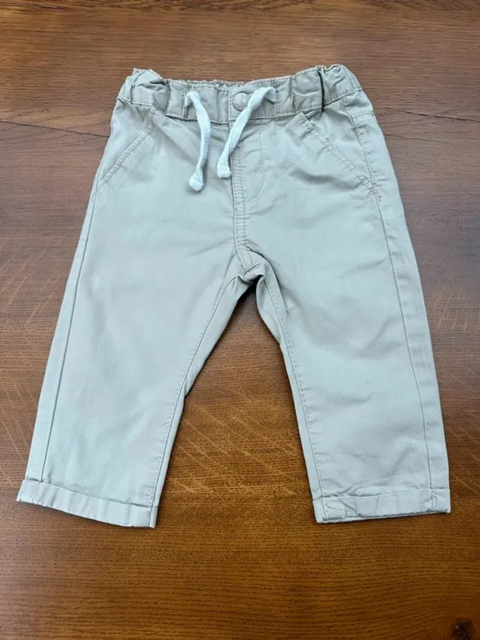 Pantalon en toile beige Kiabi 9 mois - photo numéro 2