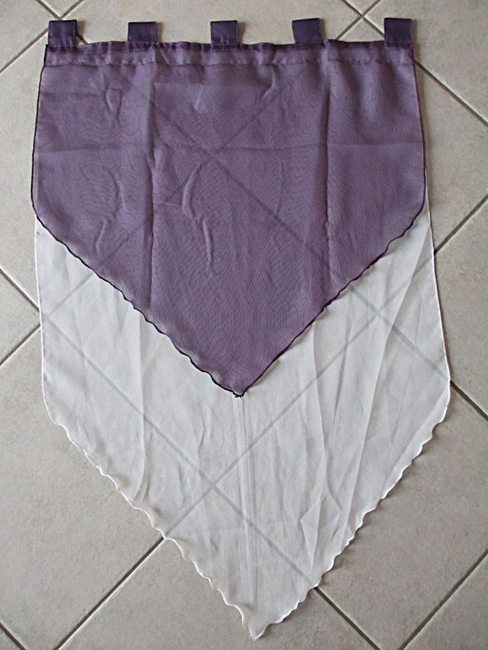 Lot de 2 vitrages 59 x 90 cm violets et blancs - photo numéro 2