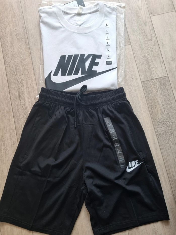 Ensemble Nike t-shirt short blanc noir - photo numéro 2
