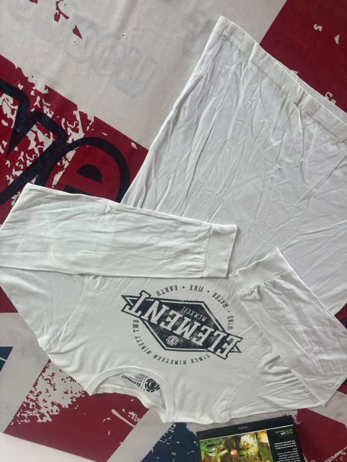 T-shirt manche longue Element taille S blanc logo imprimé noir - photo numéro 6