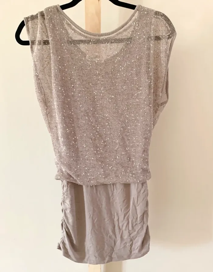 Haut long taupe Camaïeu effet 2-en-1 – Taille 38 - photo numéro 2