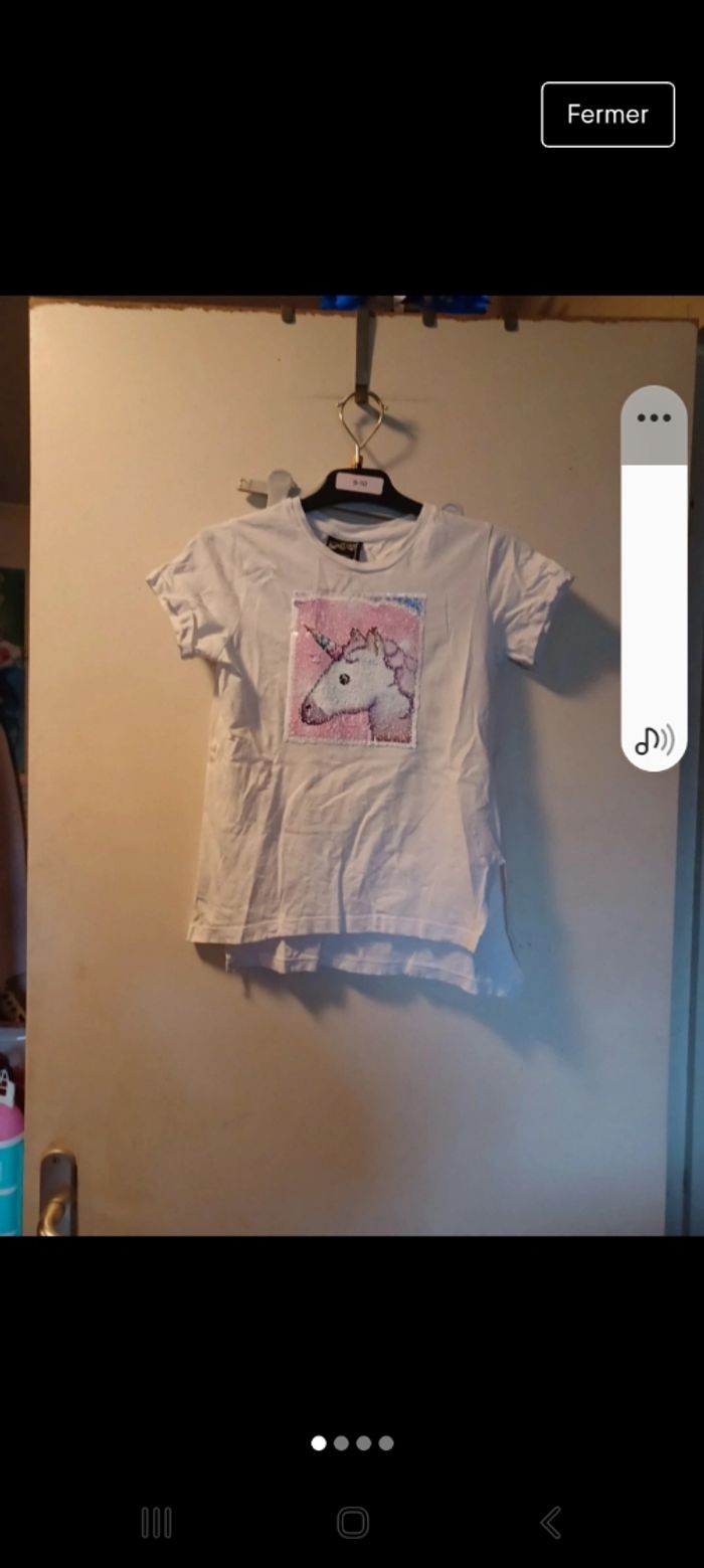 Tee-shirt licorne sequins réversible 7/8 ans