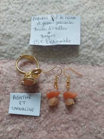Parure bague et boucles d'oreilles