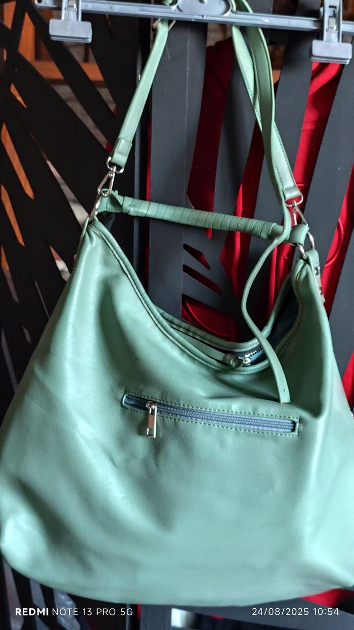Sac à main vert et beige - photo numéro 8