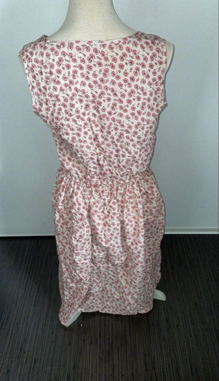 ASSUILI - Robe fleurie en Soie et Coton - Taille 36 - Rose/Beige - Neuve - photo numéro 2