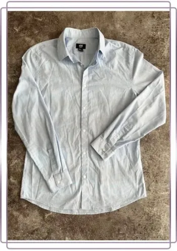 Chemise bleue slimfit homme H&M M - Men shirt - Herrenhemd - Camicia uomo