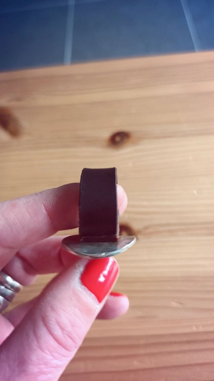 Bague cuir et plaqué argent 925 - photo numéro 7