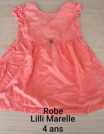 Robe rose saumon été  4 ans