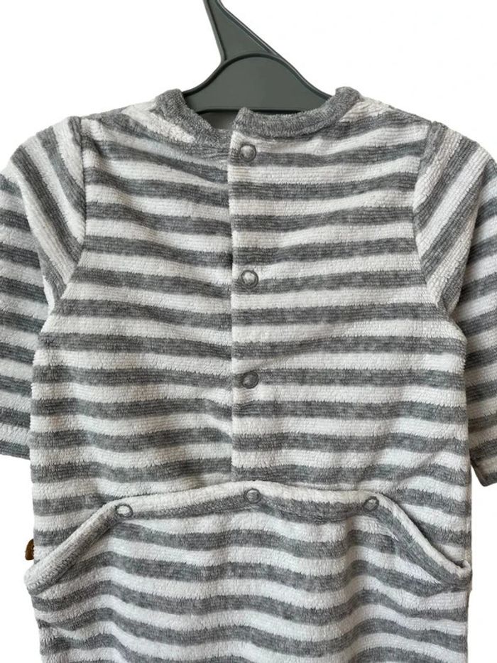 Pyjama bébé rayé gris et blanc - Obaïbi 3 mois (59cm) - photo numéro 4