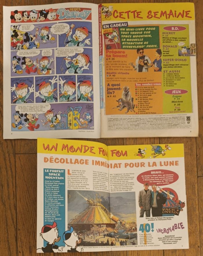 Ancien journal de Mickey avec mini livre space mountain N°2241 de 1995 vintage - photo numéro 2