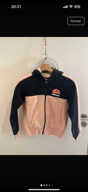 Veste enfant 9 ans noir et rose ellesse