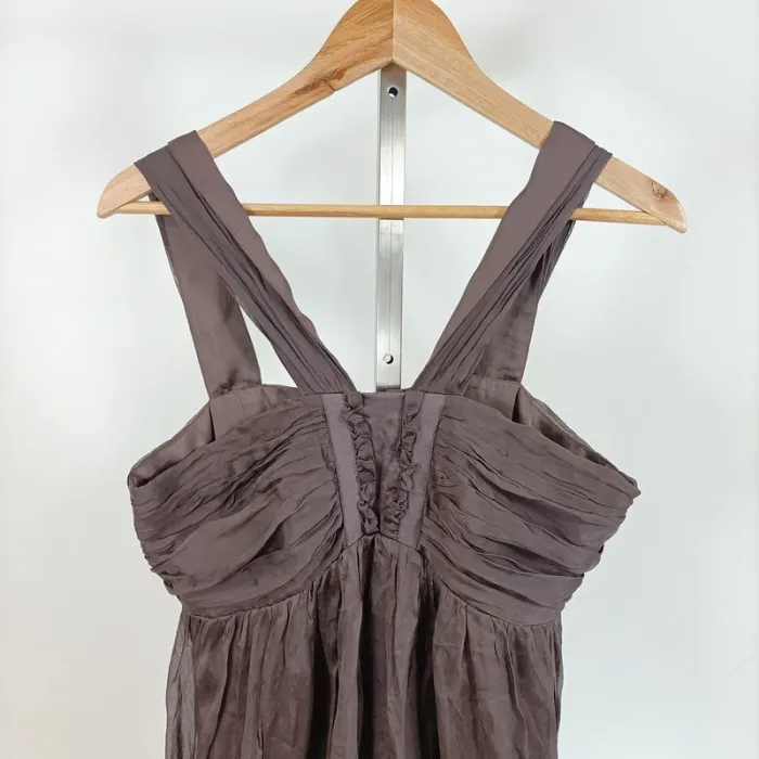 Robe 1.2.3 Paris marron bustier plissé à larges bretelles - Taille 40 A1228 - photo numéro 2