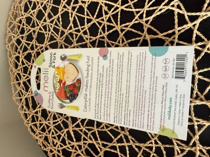 melii Caterpillar Ustensiles Cuillère et Fourchette pour tout-petits et enfants, Silicone et acier i - photo numéro 2