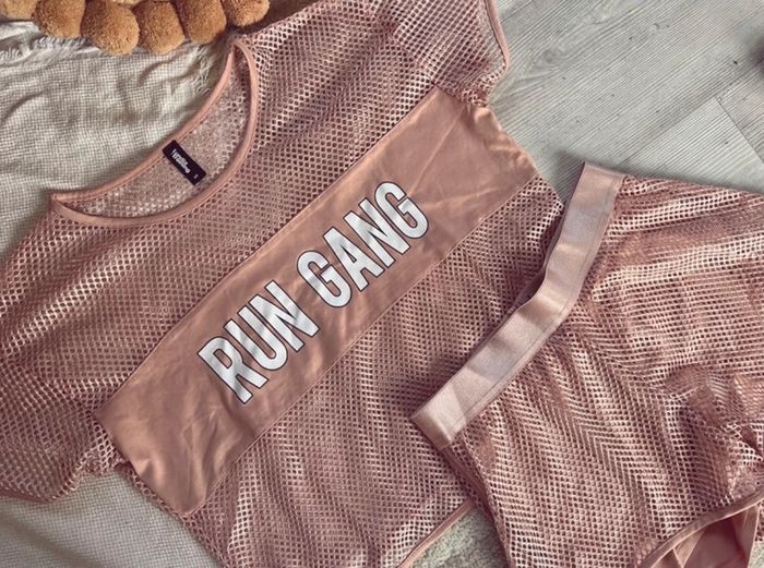 Ensemble undiz sport short et tee-shirts rose gold - photo numéro 3