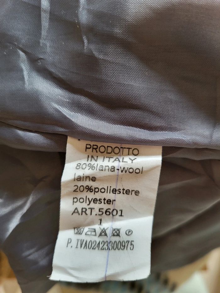 Manteau en laine à carreaux blanc et bleu - Made in Italy - photo numéro 14