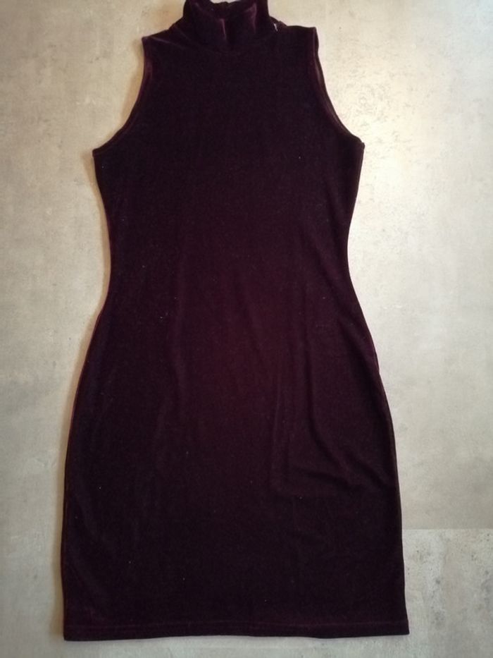 Robe sans manches velours lisse prune taille 2 Tati