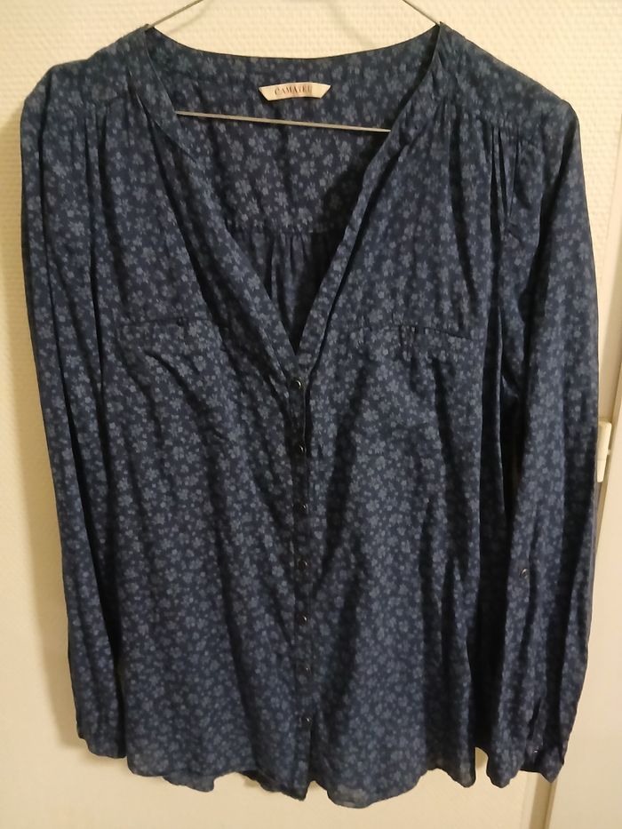 Chemisier femme taille 42 couleur marine a fleurs marque camaieu - photo numéro 12