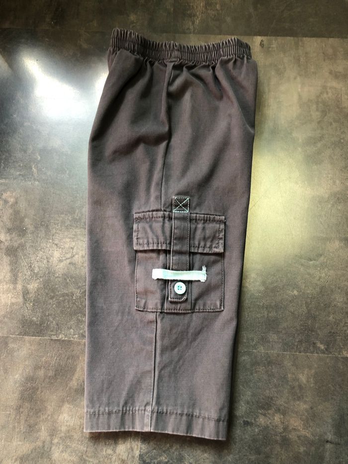 Pantalon cargo en toile gris et turquoise 18 mois - photo numéro 5
