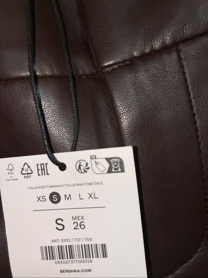 Pantalon marron similicuir Bershka S - photo numéro 3