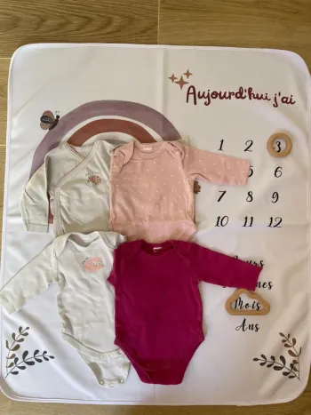 Lot de 4 bodies manches longues - 3 mois - Fille