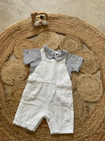 Ensemble salopette short + t-shirt manches courtes 6 mois