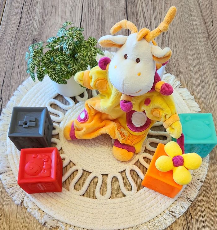 Doudou Girafe Marionette Baby Nat Orange
