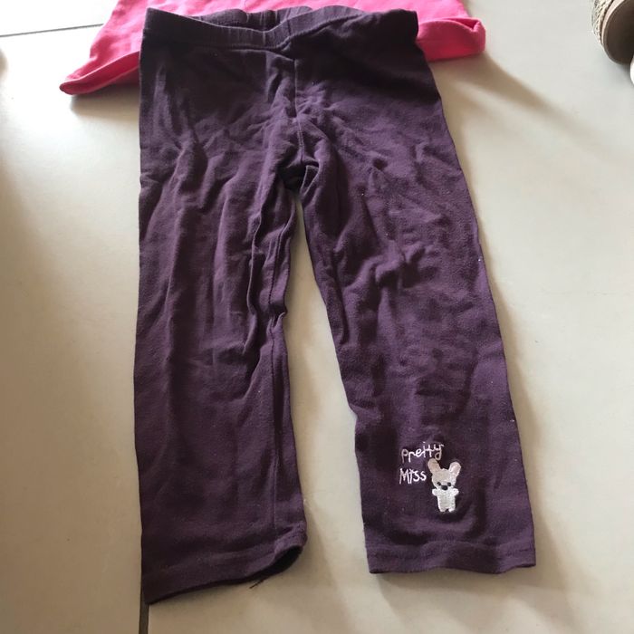 Lot legging violet et t-shirt rose 18 mois - photo numéro 3