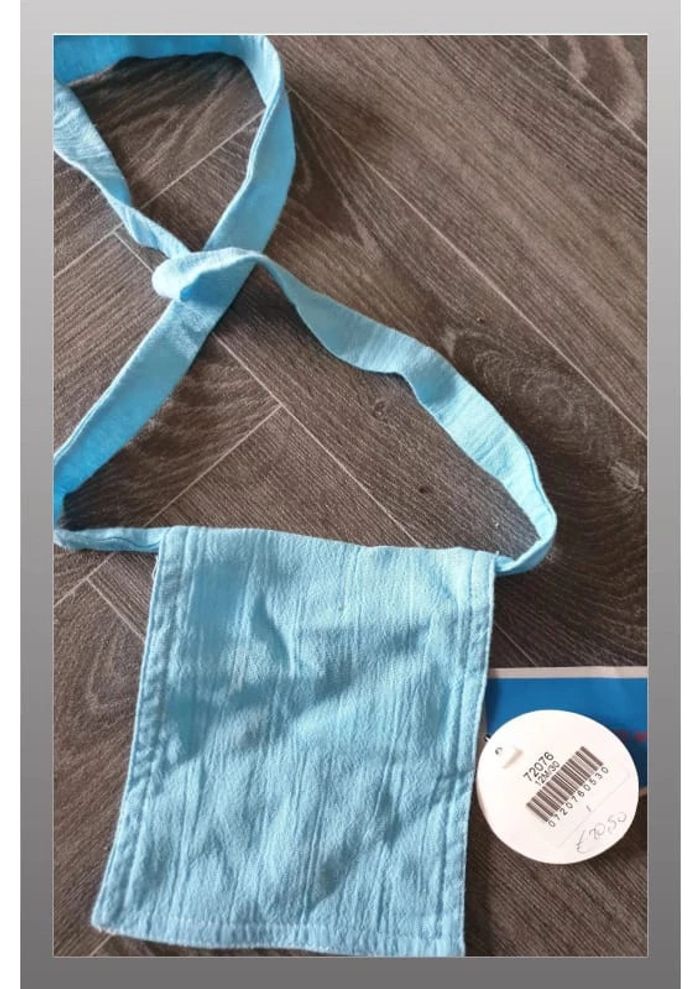 Sac bandoulière/pochette tissus bleu turquoise 12x15cm - photo numéro 3