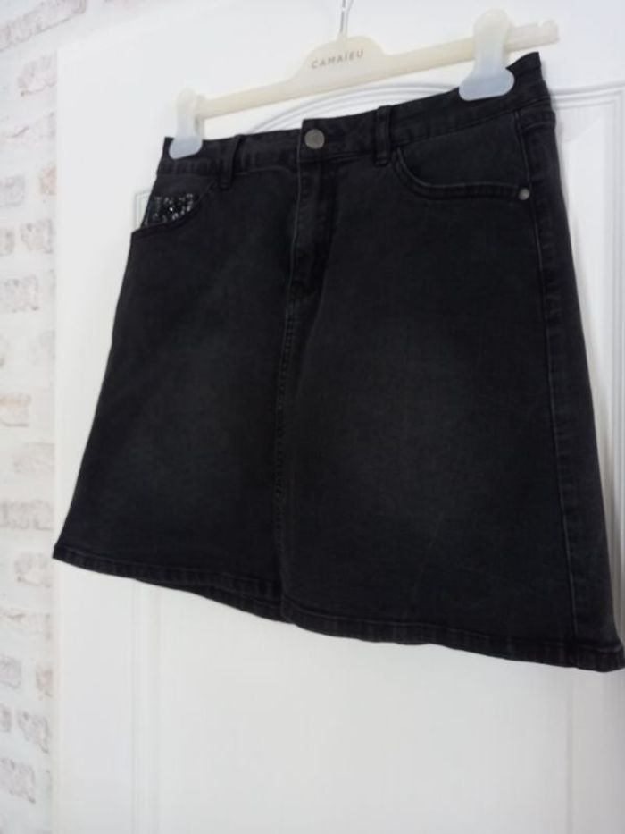 Jupe denim noire Cache-cache
