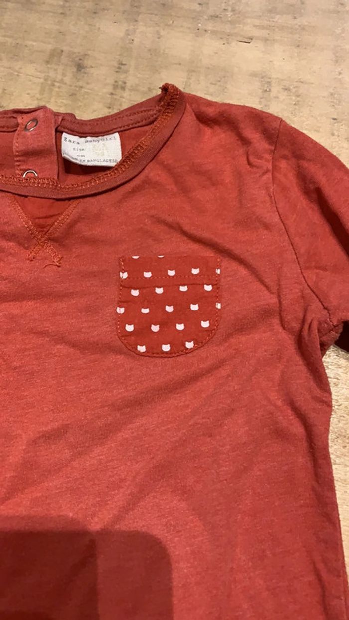 Tee-shirts manche longue rouge Zara 2/3ans - photo numéro 2