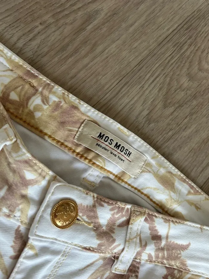 Mos mosh  pantalon imprimés  Crème, beige, blanc femme, taille 38 - photo numéro 3