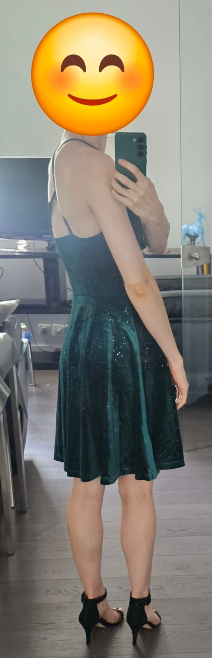 Robe courte verte émeraude scintillante - Taille S - photo numéro 6