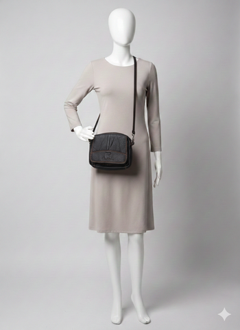 sac à bandoulière réglable noir 2 poches Baldino neuf