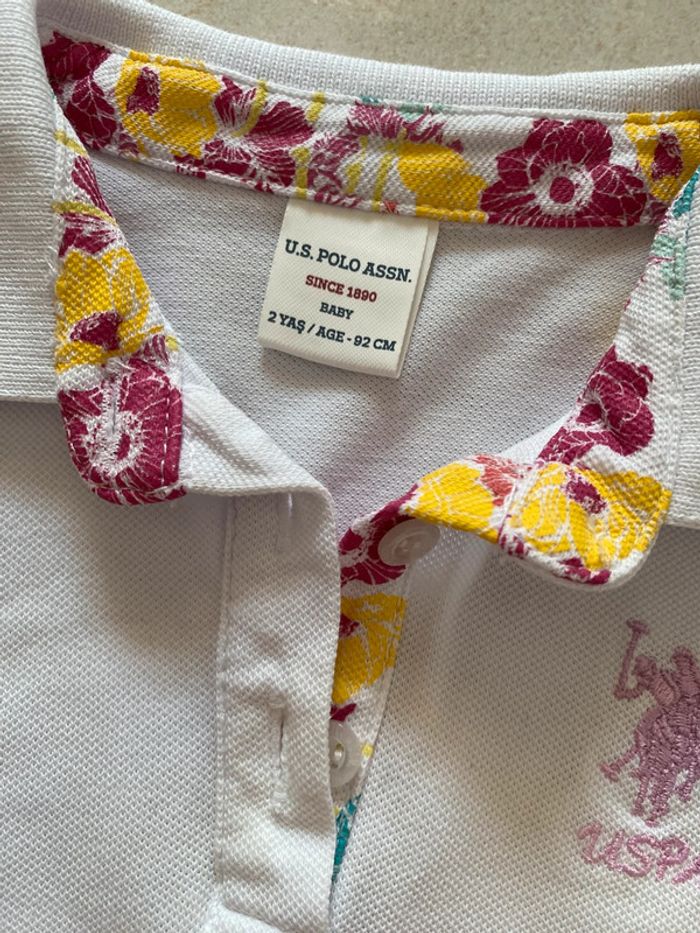 Polo fille manches courtes blanc rose 2 ans - photo numéro 4
